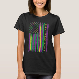 Mardi Gras American Flag Usa Flag Mardi Gras Costu T-Shirt