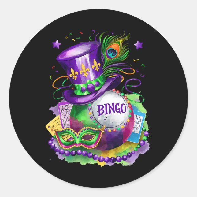 Mardi Gras And Bingo Perfect Mix Costume Festival  Classic Round Sticker (Front)