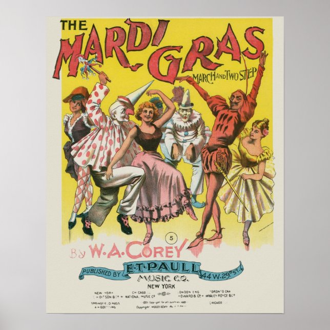 Mardi Gras Antique Yellow Poster (Front)