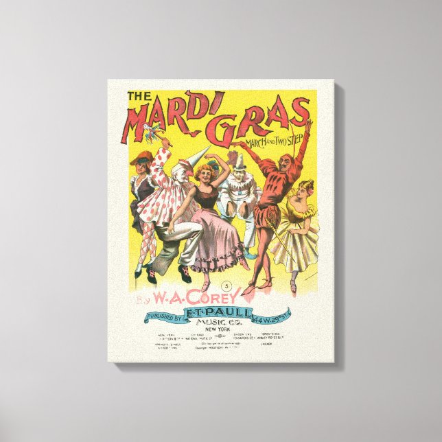 Mardi Gras Antique Yellow Poster Canvas Print (Front)