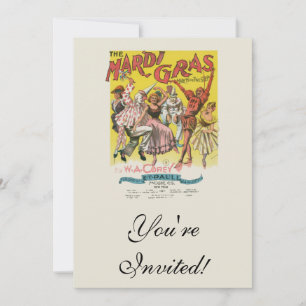 Mardi Gras Antique Yellow Poster Invitation