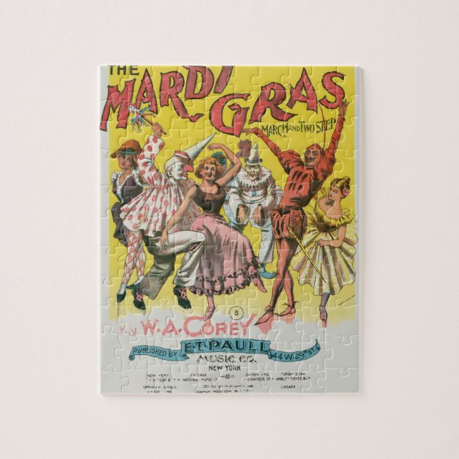 Mardi Gras Antique Yellow Poster Jigsaw Puzzle (Vertical)