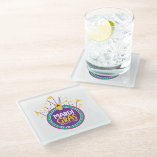 Mardi Gras Arch inspired, Galveston, Texas Glass Coaster