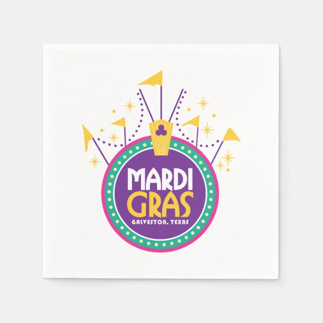 Mardi Gras Arch inspired, Galveston, Texas Napkin (Front)