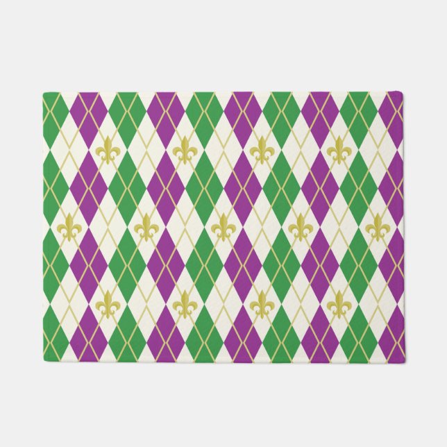 Mardi Gras Argyle Doormat (Front)
