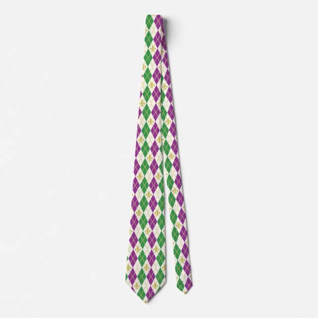 Mardi Gras Argyle Men's Neck Tie (Front)