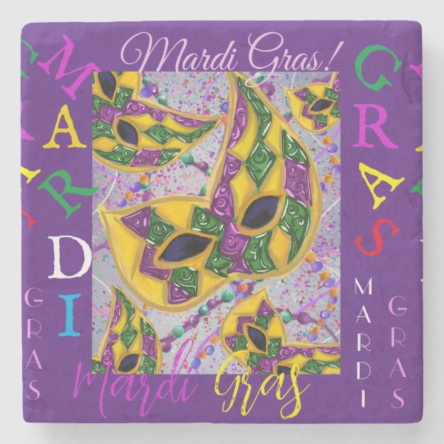 MARDI GRAS ART        STONE COASTER (Front)