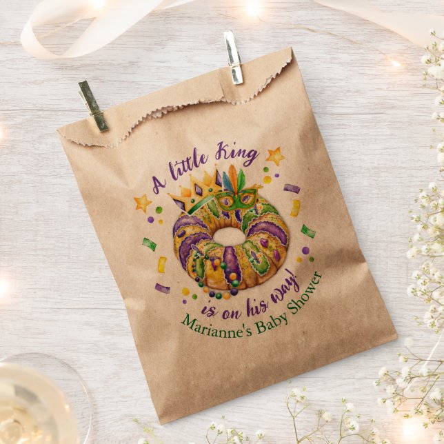 Mardi Gras Baby Boy Kraft Favour Bags (Clipped)