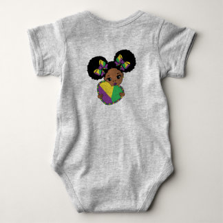 Mardi Gras Baby Girl Holding Heart  Bodysuit