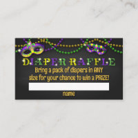 Mardi Gras Baby Shower Diaper Raffle Card