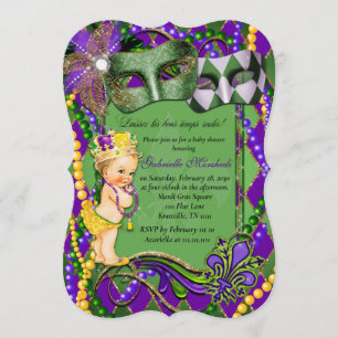 Mardi Gras Baby Shower Invitation