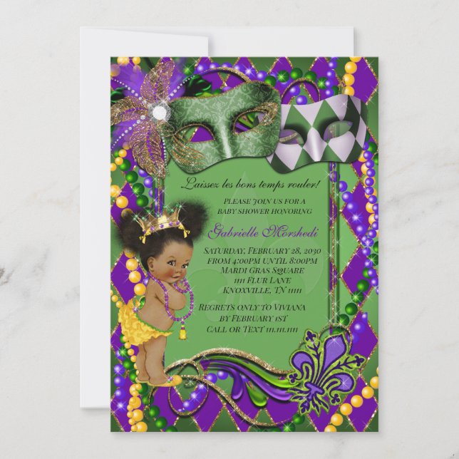 Mardi Gras Baby Shower Invitation (Front)