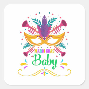 Mardi Gras Baby Square Sticker