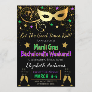 Mardi Gras Bachelorette Party Invitation