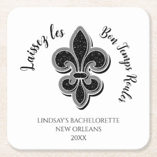 Mardi Gras Bachelorette Party  Square Paper Coaster