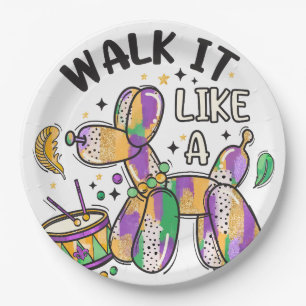 Mardi Gras Balloon Dog Paper Plate