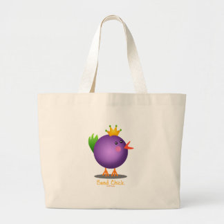 Mardi Gras Bead Chick (purple) Large Tote Bag