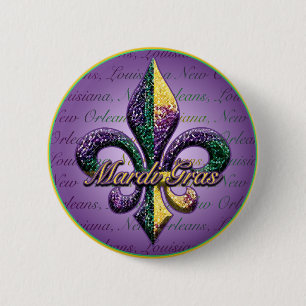 Mardi Gras bead Fleur de lis 2 6 Cm Round Badge