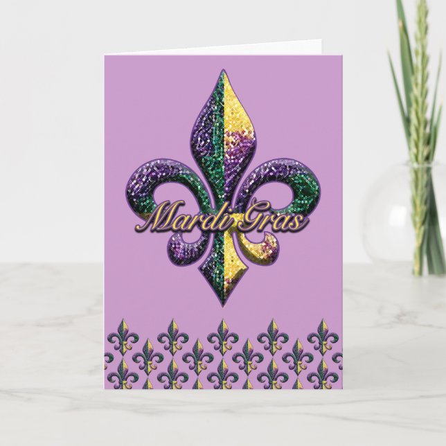 Mardi Gras bead Fleur de lis 2 Card (Front)