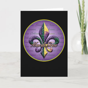Mardi Gras bead Fleur de lis 2 Card