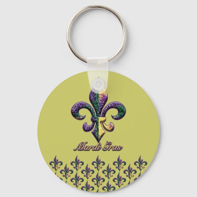 Mardi Gras bead Fleur de lis 2 Key Ring (Front)