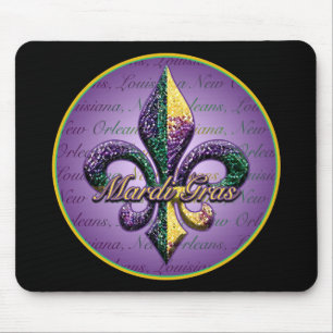 Mardi Gras bead Fleur de lis 2 Mouse Pad