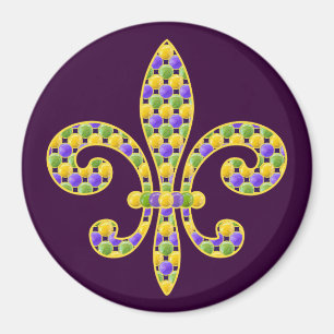 Mardi Gras bead Fleur de lis Magnet