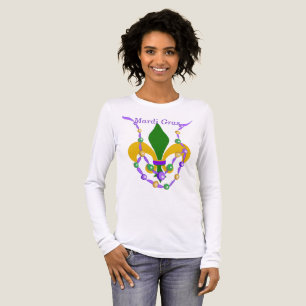 Mardi Gras Bead Necklace and Fleur de Lis Tri-Blend Shirt