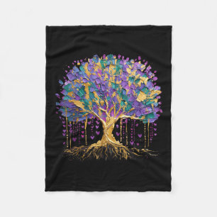 Mardi Gras Bead Tree Carnival New Orleans 2025 Fleece Blanket
