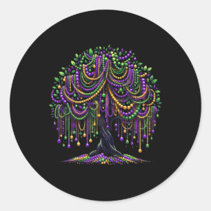 Mardi Gras Bead Tree Carnival New Orleans 2025 For Classic Round Sticker