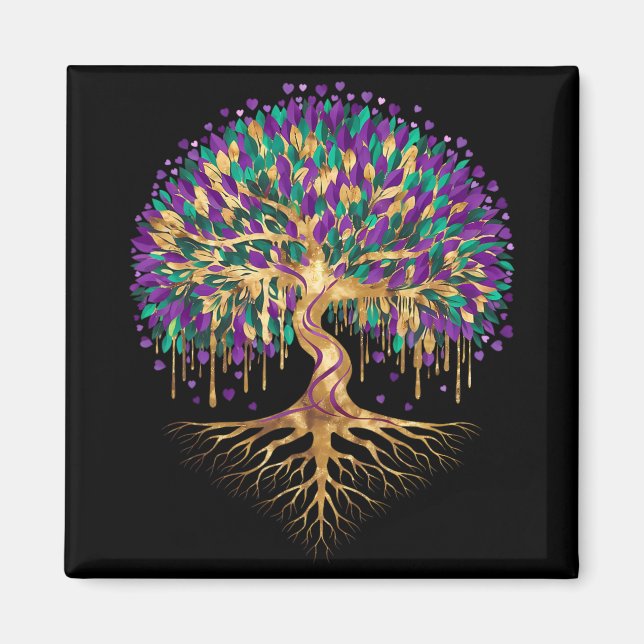 Mardi Gras Bead Tree Carnival New Orleans 2025 Wom Magnet (Front)