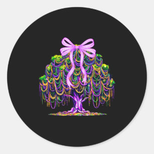 Mardi Gras Bead Tree Carnival New Orleans Coquette Classic Round Sticker