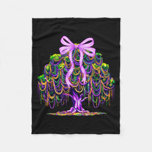 Mardi Gras Bead Tree Carnival New Orleans Coquette Fleece Blanket