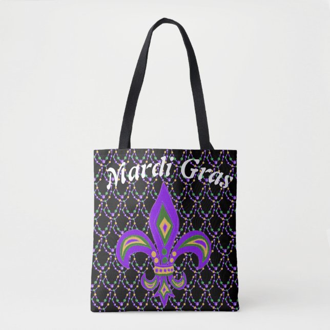 Mardi gras beads and Fleur de Lis  Tote Bag (Front)