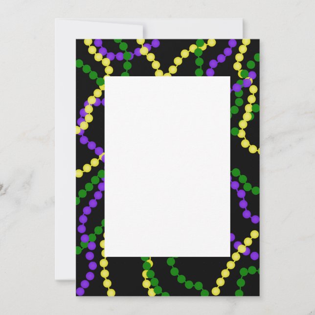 Mardi Gras Beads Border Invitation (Front)