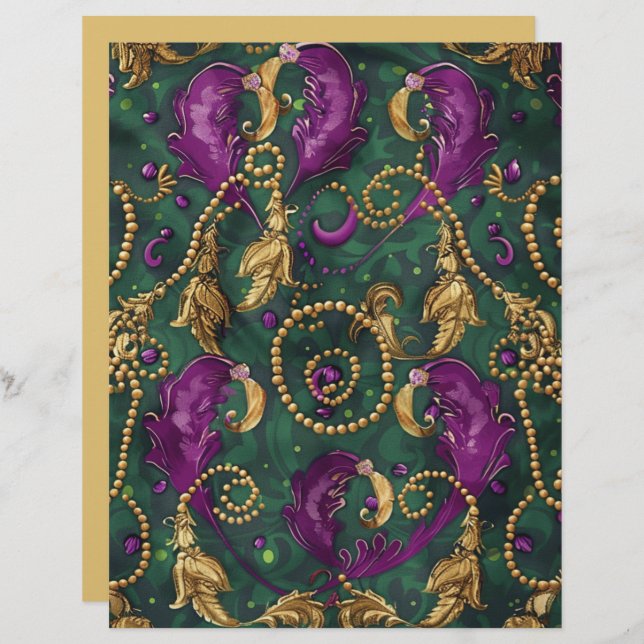 Mardi Gras Beads Festive Scrapbook Paper (Front/Back)