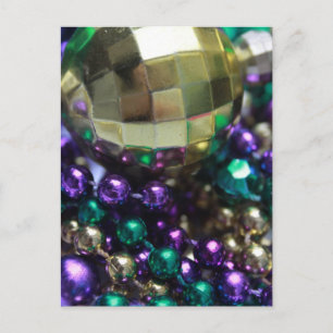 Mardi Gras Beads Gold Postcard Invitation Template