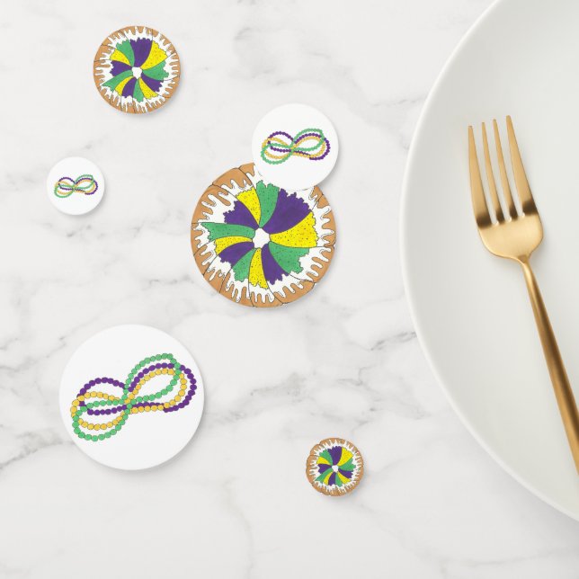 Mardi Gras Beads King Cake New Orleans Carnival Confetti (Group)