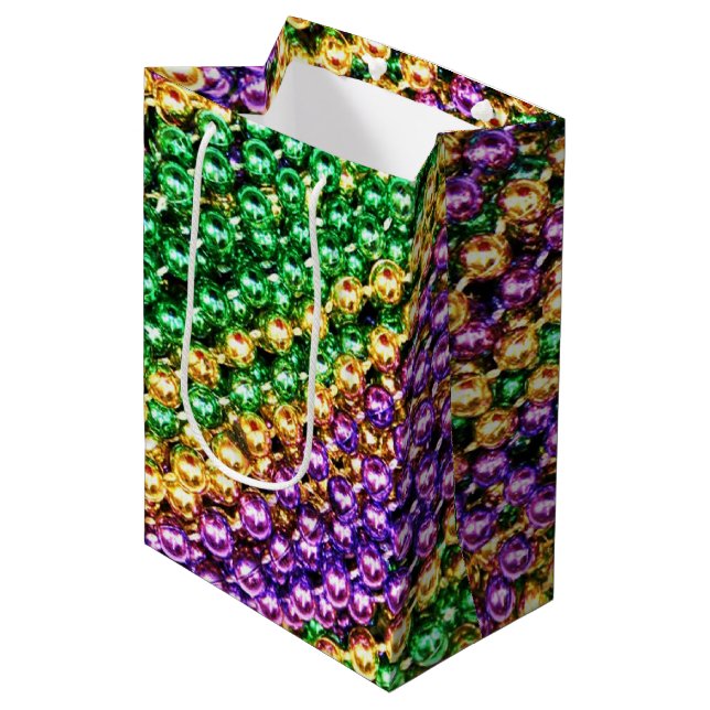 Mardi Gras Beads Medium Gift Bag (Front Angled)