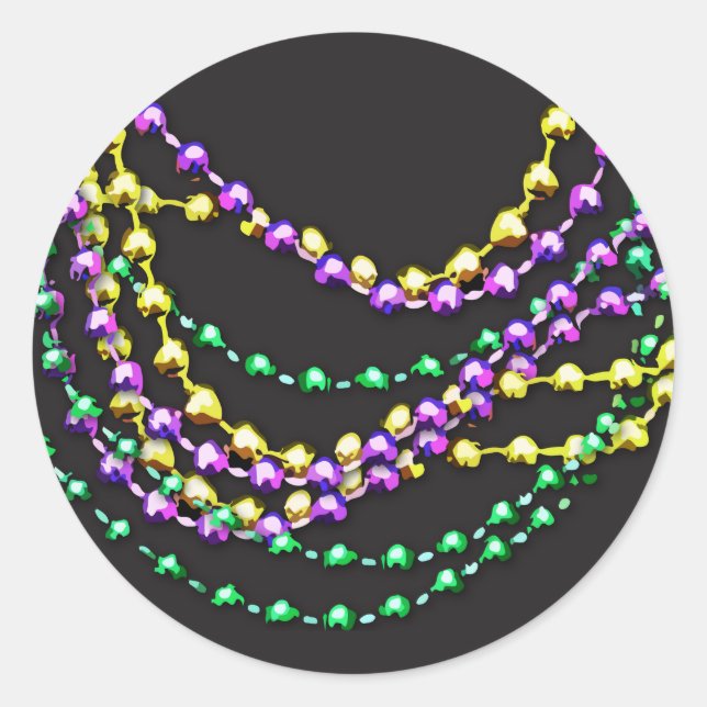 Mardi Gras Beads Necklaces Classic Round Sticker (Front)