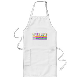 Mardi Gras Beads Parades Crawfish King Cake Long Apron