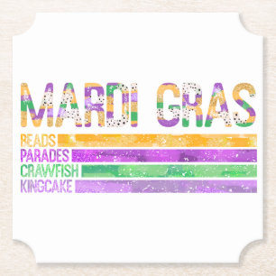 Mardi Gras Beads Parades Crawfish King Cake Paper Coaster