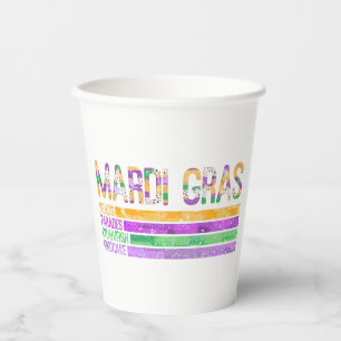 Mardi Gras Beads Parades Crawfish King Cake Paper Cups