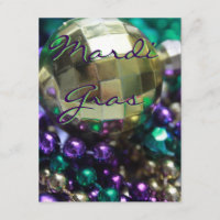 Mardi Gras Beads Personalised Party Invite Cards