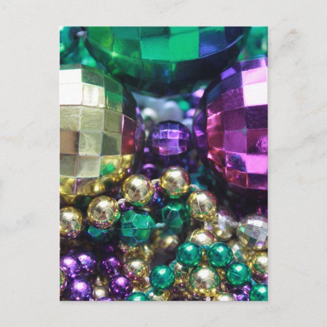 Mardi Gras Beads Postcard Invitations Templates (Front)