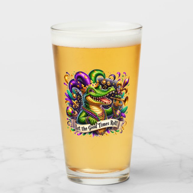 Mardi Gras Beer Glass (Front Filled)