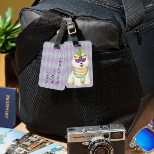 Mardi Gras Bichon Frise Luggage Tag