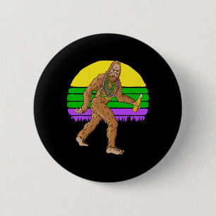 Mardi Gras Bigfoot Beads And Beer Sasquatch Fat Tu 6 Cm Round Badge