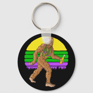 Mardi Gras Bigfoot Beads And Beer Sasquatch Fat Tu Key Ring