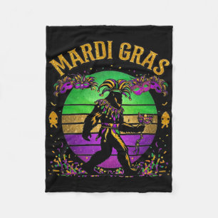 Mardi Gras Bigfoot  Fleece Blanket